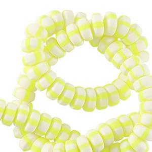 20 x Polymeer kralen rondellen 7mm White-neon yellow, Hobby en Vrije tijd, Kralen en Sieraden maken, Ophalen of Verzenden, Nieuw
