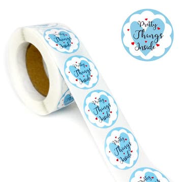 1 rol 500 stickers Wensetiket zegel rond 25mm Pretty Thin..., Ophalen of Verzenden, Nieuw