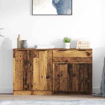vidaXL Dressoir 3 st Oud Hout 120 x 30 x 70 cm Bewerkt hout, Huis en Inrichting, Kasten | Dressoirs, Verzenden, Nieuw, Overige houtsoorten