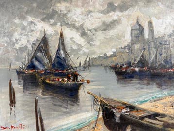 Dino Maselli (XX-XXI) - Nebbia a Venezia, Antiek en Kunst, Kunst | Schilderijen | Klassiek
