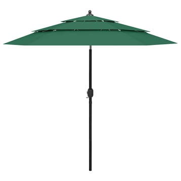 vidaXL Parasol 3-laags met aluminium paal 2,5 m groen, Tuin en Terras, Verzenden, Nieuw, 2 tot 3 meter