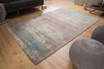 Vintage katoenen tapijt MODERN ART 240x160cm grijs turquoise, Ophalen of Verzenden, Nieuw