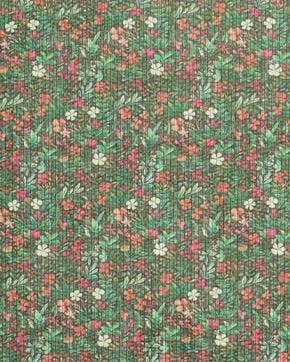 Corduroy Bloemetjes Groen, Nieuw, Groen