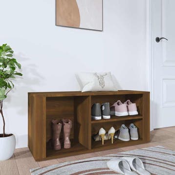 vidaXL Schoenenkast 100x35x45 cm bewerkt hout bruin, Verzenden, Nieuw