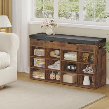 Shoe Bench met Zitje en 12 Vakken - Stijlvolle Halmeubel met, Verzenden, Nieuw