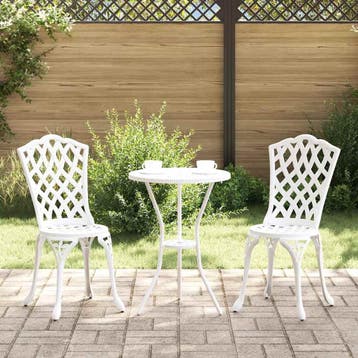 vidaXL Tuin Bistro Set 3 st Wit Aluminium, Verzenden, Nieuw, Aluminium, 3 zitplaatsen