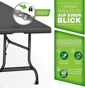 Tillvex® Inklapbare Tafel - Campingtafel - Klaptafel - 180x7, Verzenden, Zo goed als nieuw