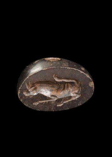 West-Aziatisch Donkerbruine hardsteen Stempel met een, Antiek en Kunst