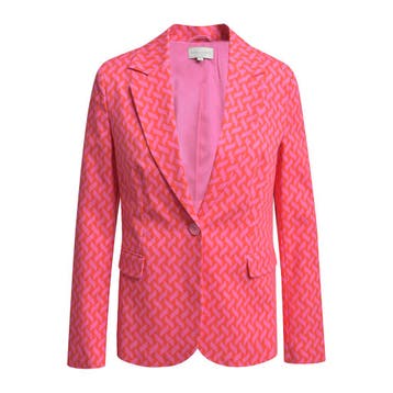 Milano Italy • rood roze blazer poppy print • 36, Verzenden, Roze, Maat 36 (S), Milano Italy
