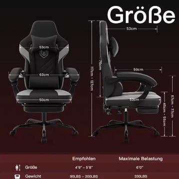Verstelbare bureaustoel voor werk en gaming met hoofdsteun, Verzenden, Nieuw