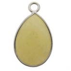 1x bedel edelsteen druppel jade facet geel zilver 17x28mm, Ophalen of Verzenden, Nieuw, Bedel