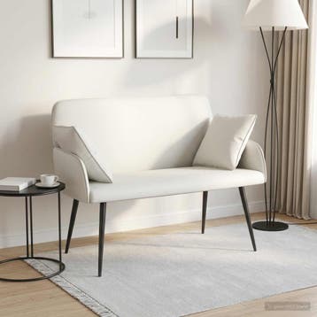 vidaXL Tweezitsbank met metalen poten 2-zits Wit Kunstleer, Huis en Inrichting, Verzenden, Leer, Minder dan 150 cm, Nieuw
