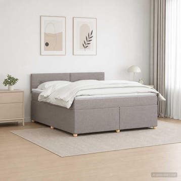 vidaXL Boxspringbed met matras met hoofdeinde Taupe 180 x, Verzenden, Nieuw