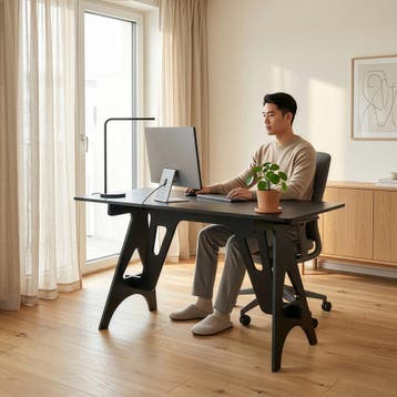 Bureau Bostenenna 120x60x75 cm Zwart met Houtnerf [en.casa], Verzenden, Nieuw