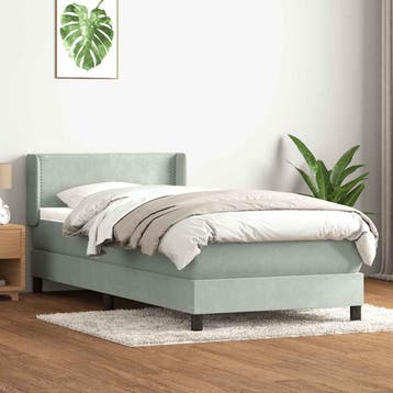 vidaXL Boxspring met matras fluweel lichtgrijs 80x220 cm, Eenpersoons, Verzenden, Nieuw, Stof