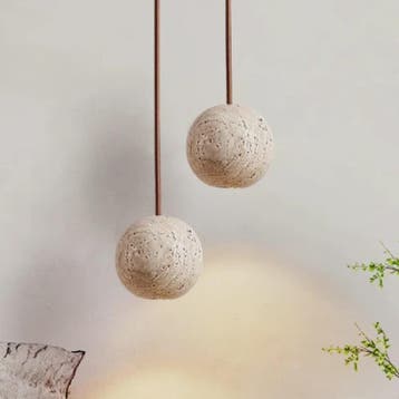 SediaXL LED Hanglamp Travertin Geel Rond - Scandinavisch Des, Verzenden, Nieuw
