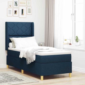 vidaXL Boxspringbed met hoofdeinde Blauw 80 x 200 cm Stof, Eenpersoons, Nieuw, Stof, Verzenden