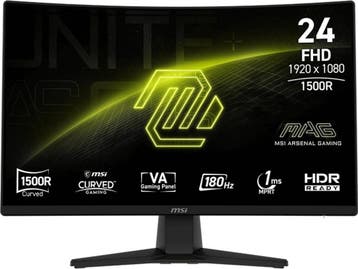 MSI MAG 242C - Curved Gaming Monitor - 180Hz - 24 Inch, Computers en Software, Verzenden, Zo goed als nieuw, MSI