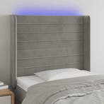 vidaXL Hoofdbord LED 93x16x118/128 cm fluweel lichtgrijs, Verzenden, Nieuw, Grijs, Stof