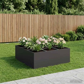 vidaXL Plantenbak Zwart 100 x 100 x 20 cm Koudgewalst staal, Minder dan 30 cm, 100 cm of meer, Verzenden, Nieuw