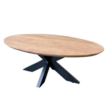 Ovale salontafel met stalen poot -  130 cm x 80 cm Verjongd, Huis en Inrichting, Ophalen of Verzenden, Nieuw