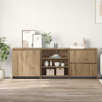 vidaXL Dressoir 3 st Artisan Eiken 70 x 41 x 75 cm Bewerkt, Verzenden, Nieuw, Overige houtsoorten, Minder dan 50 cm