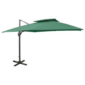 vidaXL Zweefparasol met dubbel dak 300x300 cm groen, Verzenden, Nieuw, 3 tot 4 meter, Zweefparasol