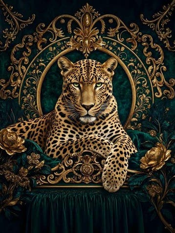 daveY - MODERN REGENCY LEOPARD - ROYAL EMERALD, Nieuw