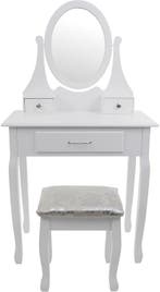 Make-up Tafel Wit | Kruk | 3 Lades | OP=OP, Huis en Inrichting, Ophalen of Verzenden, Nieuw, Modern