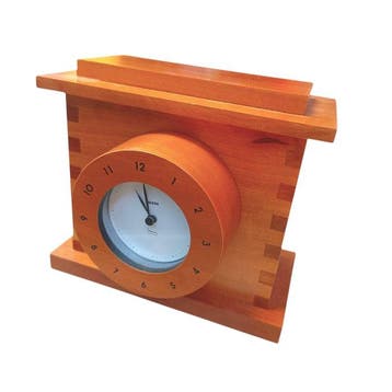 Bureauklok, Tafelklok - Alessi Postmodern Hout - 1980-1990 -