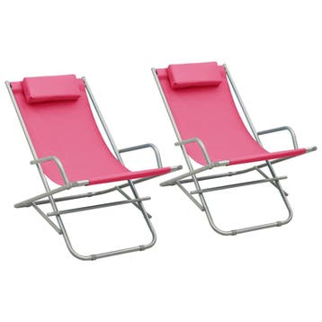 vidaXL Klapstoelen 2 st staal roze, Verzenden, Nieuw