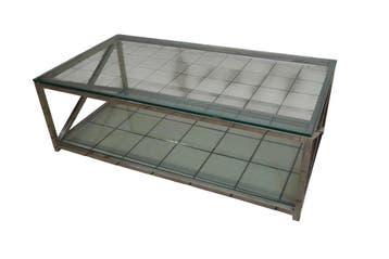 Moderne glazen salontafel – rechthoekige tafel met chromen/R, Huis en Inrichting, Ophalen of Verzenden, Nieuw
