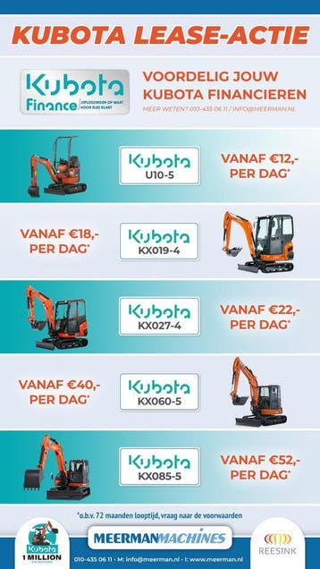 KUBOTA lease | snel leverbaar | diverse modellen, Graafmachine