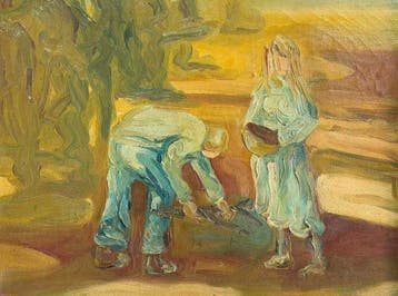 Italiaanse school (XX) - Personaggi nei campi, Antiek en Kunst