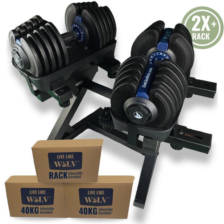 Verstelbare Dumbbells Set 40KG | WOLV, Sport en Fitness, Fitnessmaterialen, Dumbbell, Nieuw, Armen, Benen, Borst, Buik, Rug, Verzenden
