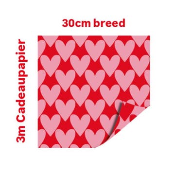 3m Cadeaupapier Hartjes XL - valentijn -  liefde - hartjes, Diversen, Cadeaupapier, Ophalen of Verzenden, Nieuw