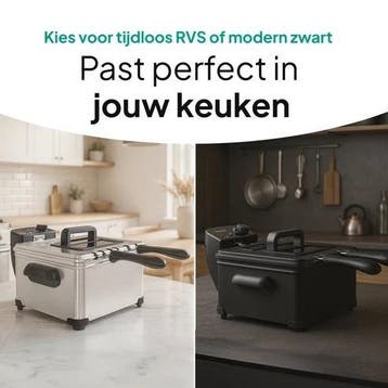 Frituurpan - 5 Liter - 3 Manden - Friteuse - Zwart, Verzenden, Zo goed als nieuw, Duo-friteuse