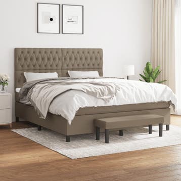 vidaXL Boxspring met matras stof taupe 180x200 cm, Eenpersoons, Verzenden, Nieuw, 80 cm