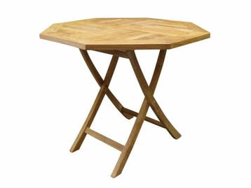 Klaptafel 90 cm achtkantig teak, Ophalen of Verzenden, Nieuw, Teakhout