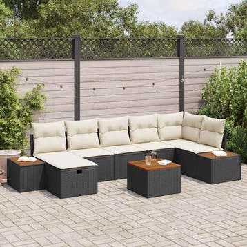 vidaXL Tuin Sofa Set 8 st Zwart poly rattan, Tuin en Terras, Verzenden, Nieuw, Rotan, 8 zitplaatsen