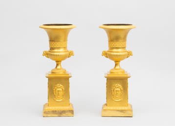 Paar vergulde Empire vazen, Frankrijk, 1e helft 19e eeuw, Antiek en Kunst