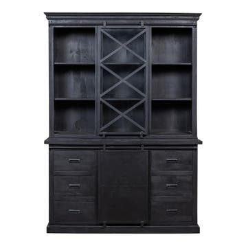 Buffetkast Mangohout Milan 160 X Zwart, Huis en Inrichting, Kasten | Buffetkasten, Verzenden, Nieuw, Overige houtsoorten, Industriële meubels