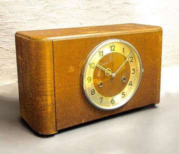 Tafel/bureauklokken - Junghans - Hout, Messing, Glas -