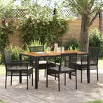 vidaXL Tuin eettafelset 5 pcs Zwart poly rattan, Verzenden, Nieuw, Rotan