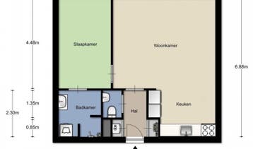 Te Huur 2 kamer Appartement Generaal de Wetstraat In Tilburg, Huizen en Kamers, Tilburg, Noord-Brabant, Direct bij eigenaar, Appartement
