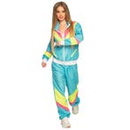 Dames Trainingspak Retro Neon Blauw - L, Verzenden, Nieuw