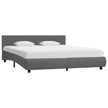 vidaXL Bedframe met LED kunstleer grijs 180x200 cm, Overige materialen, Eenpersoons, Verzenden, Nieuw