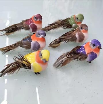 Set van 12 Miniatuur Decoratieve Vogels Schuim Veer Ornament, Verzenden, Nieuw
