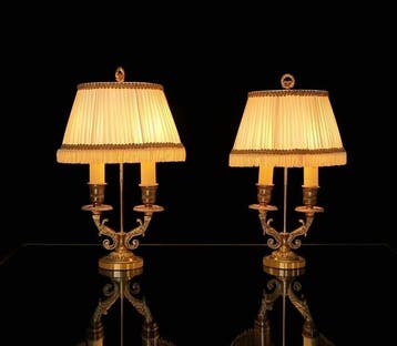 Lamp (2) - Bouillotte-stijl - Toegeschreven aan Lucien Gau -
