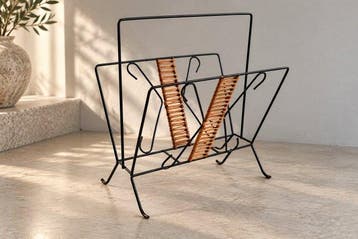 Tijdschriftenhouder - Rattan - Vintage jarenzeventig rotan, Antiek en Kunst